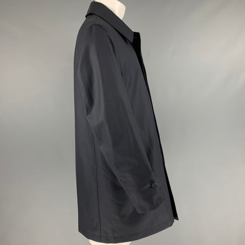 CANALI Size 38 Navy Brown Two Toned Polyester Reversible Coat