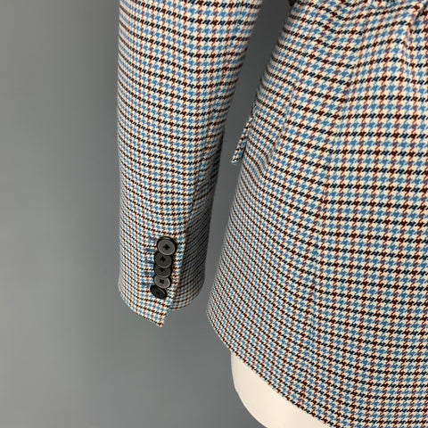 VERONICA BEARD Size 8 Blue Cream Brown Houndstooth Jacket Blazer