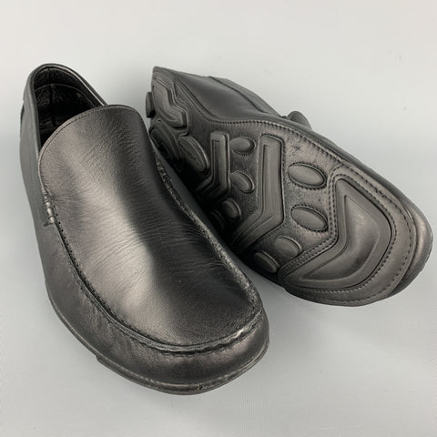 ERMENEGILDO ZEGNA Size 11.5 Black Solid Leather Drivers Loafers