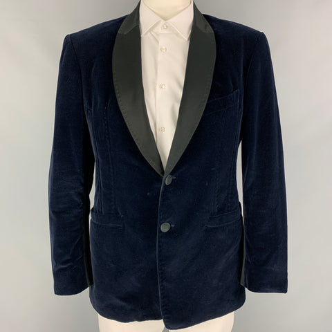 ROBERTO CAVALLI Taille XL Manteau de sport en velours de coton noir marine