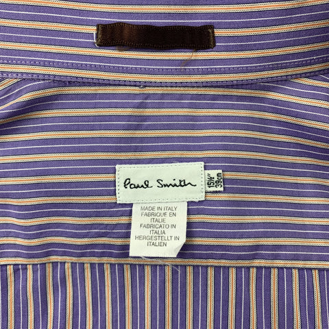 PAUL SMITH Size M Purple Stripe Cotton French Cuff Long Sleeve Shirt