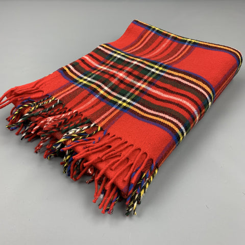 FARIBAULT Plaid rouge à franges en laine