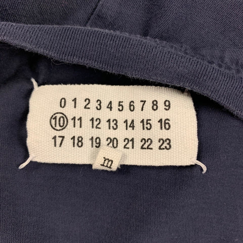 MAISON MARGIELA Size M Navy White Contrast Stitch Cotton Crew-Neck T-shirt