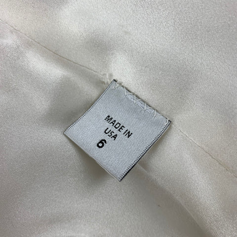 MONIQUE LHUILLIER Size 6 Cream Blue Green Silk Sequined Cocktail Dress