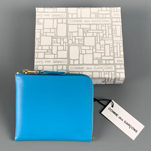 COMME des GARCONS Blue Solid Leather Wallet