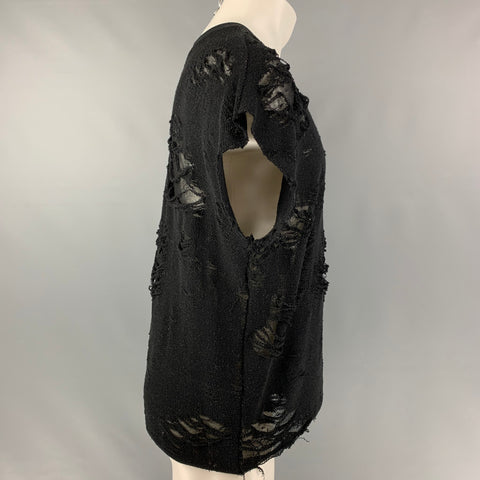 IRO Darrell Size S Black Distressed Cotton Blend Sleeveless Pullover