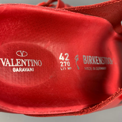 VALENTINO x BIRKENSTOCK Size 12 Red Leather Buckle Sandals