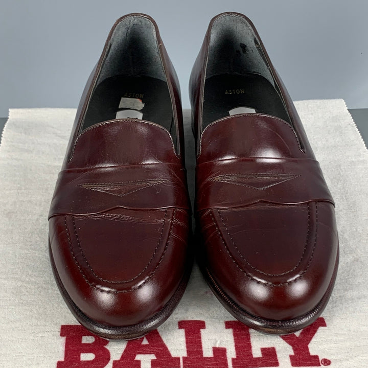 BALLY Aston Size 8.5 Burgundy Leather Round Toe Loafers
