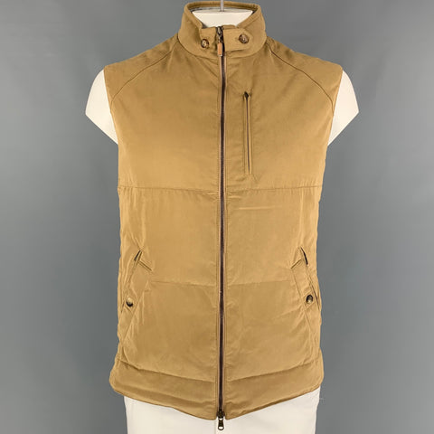 BRUNELLO CUCINELLI Chaleco acolchado de poliéster y nailon Caqui Talla XL