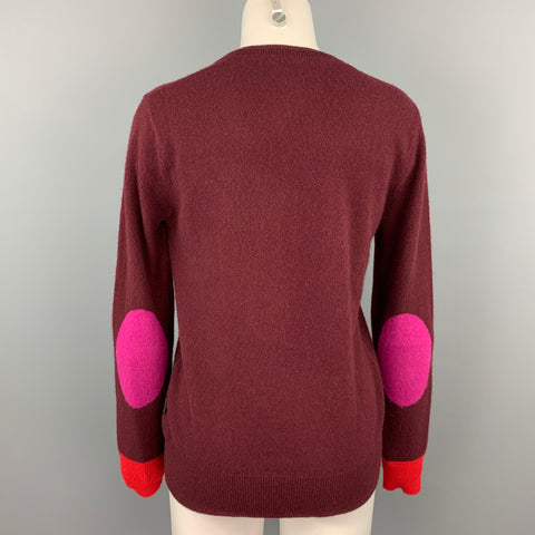 BURBERRY BRIT Taille S Pull à col rond en cachemire tricoté bordeaux