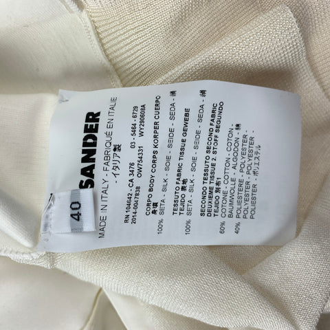 JIL SANDER Size 4 Cream Silk / Cotton Cardigan