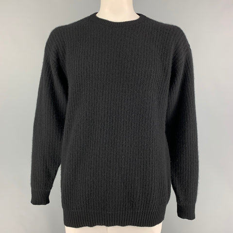 NEIMAN MARCUS Size XXL Black Knitted Cashmere Crew-Neck Sweater