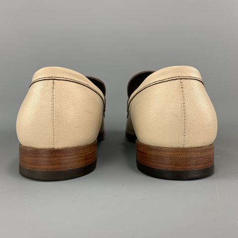 PRADA Size 9 Beige Leather Split Toe Strap Loafers
