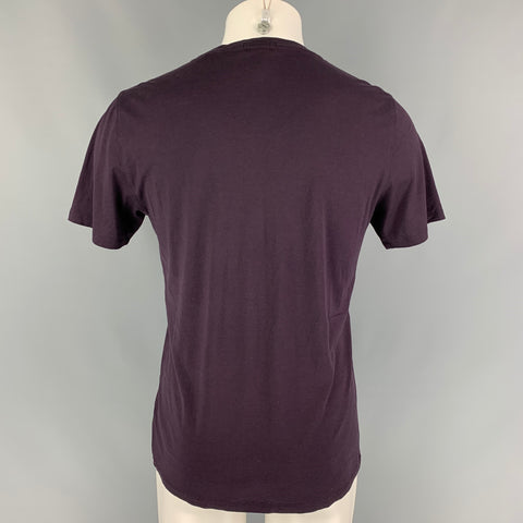 THEORY Size M Eggplant Silk Cotton Crew-Neck T-shirt