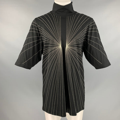 DRKSHDW Taille M Pull à col roulé en coton à points contrastés noir et blanc