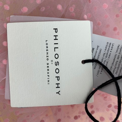 PHILOSOPHY Size 6 Pink Polyamide Dots See Through Crew-Neck Blouse