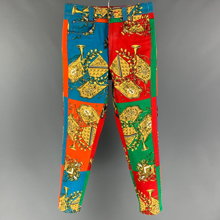 Vintage GIANNI VERSACE Size 28 Multi-Color Print Cotton Nylon Jean Cut Casual Pants