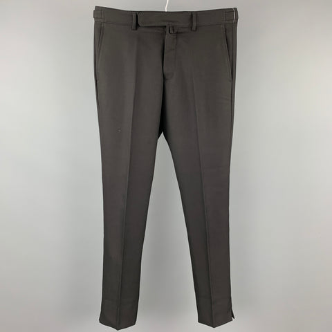 GUCCI Talla 30 Pantalón de vestir negro con bragueta de botones de poliéster / lana
