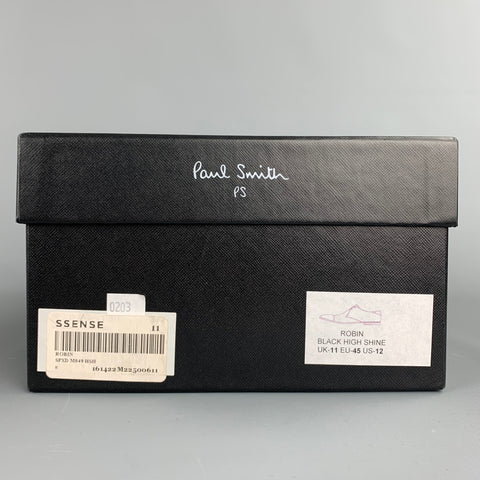 PAUL SMITH Size 12 Black Leather Cap Toe Lace Up Dress Shoes