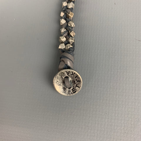 ETTIKA Grey Woven Leather Metal Bracelet