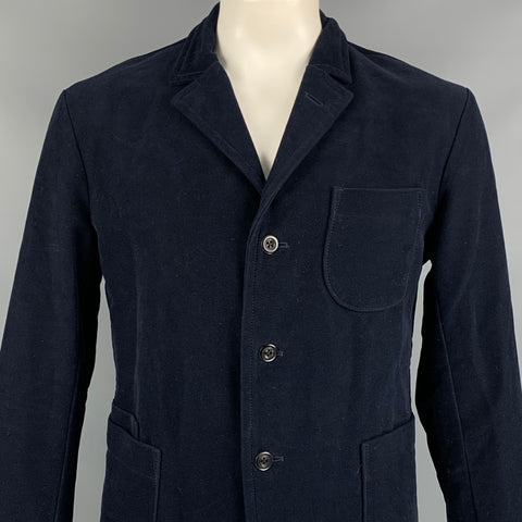 45rpm Size XL Navy Moleskin Cotton Notch Lapel Jacket