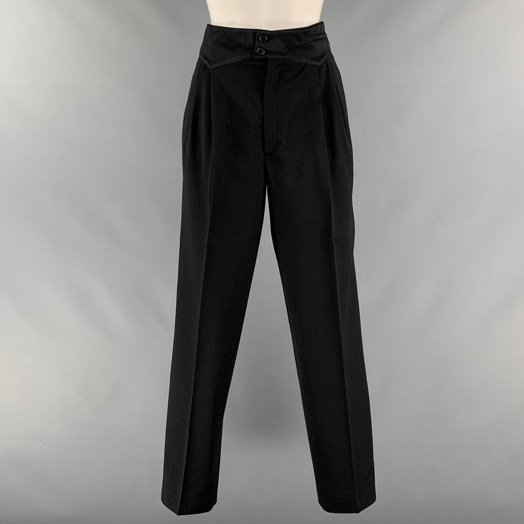 CLAUDE MONTANA Size 12 Black Silk Double Breasted Pants Suit – Sui