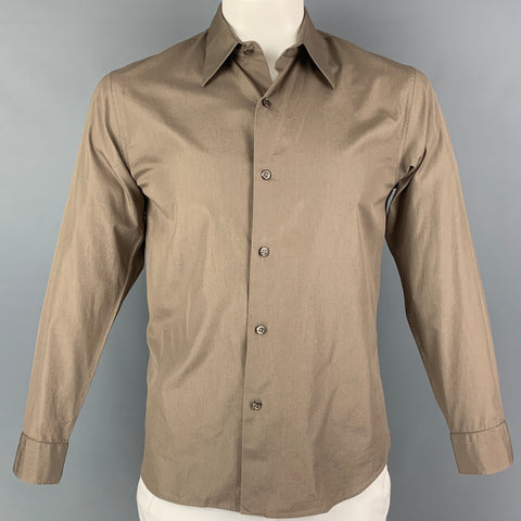 AGNÈS B. Size M Brown Cotton Pointed Collar Long Sleeve Shirt