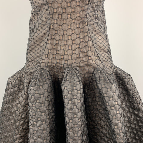 ZAC POSEN Size 6 Black Lace Ruffle Trumpet Skirt Cocktail Dress
