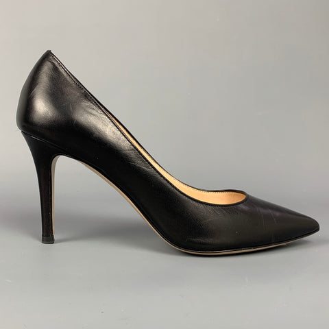 BARNEY'S NEW YORK Zapatos de tacón clásicos con punta en punta de cuero negro talla 8.5