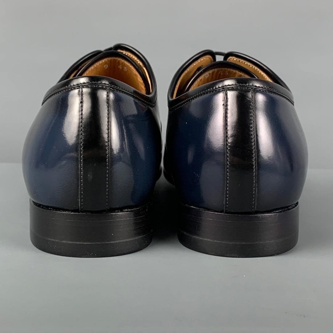 MARC JACOBS Size 10 Black Blue Ombre Leather Lace Up Shoes
