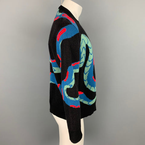 RAG & BONE Size M Multi-Color Knitted Snake Cashmere Crew-Neck Sweater