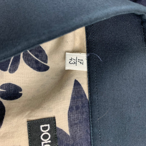 DOLCE & GABBANA Size L Taupe & Black Floral Cotton Tailored Fit Long Sleeve Shirt