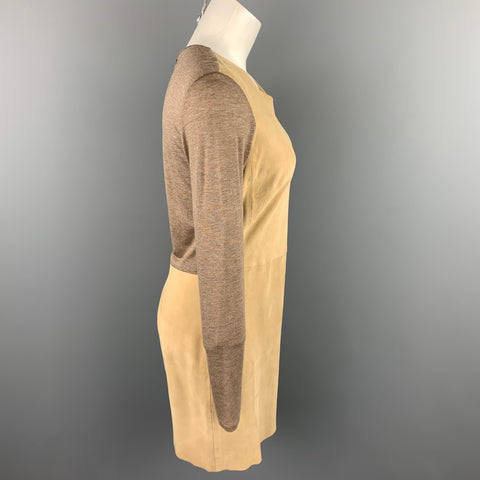 REBECCA TAYLOR Taille 6 Robe droite en Lyocell bicolore taupe