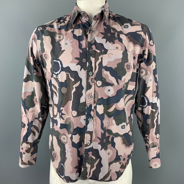 Camisa de manga larga con botones de algodón con estampado de rosas talla L de PS by PAUL SMITH