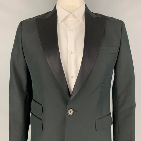 DSQUARED2 Size 42 Black Cotton Silk Peak Lapel Sport Coat