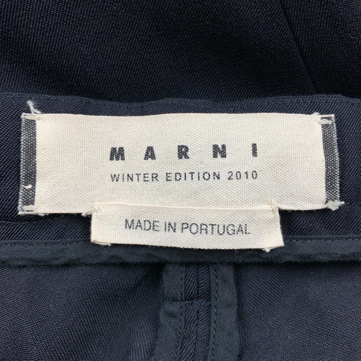 MARNI Size 2 Black Knitted Patch Virgin Wool Skinny Casual Pants