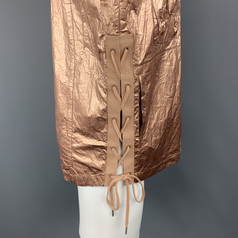 HELMUT LANG Size M Metallic Copper Wrinkled Tyvek Hooded Lace Up Jacket