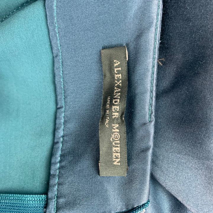 ALEXANDER MCQUEEN Size 2 Blue Silk Cotton Pleated Skirt