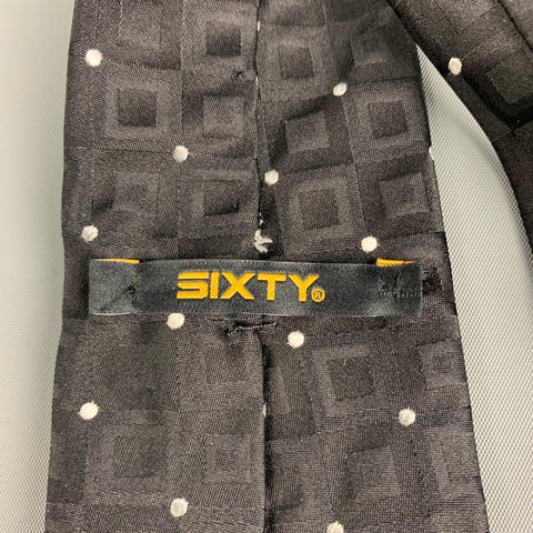 SIXTY Black White Dots Silk Skinny Tie