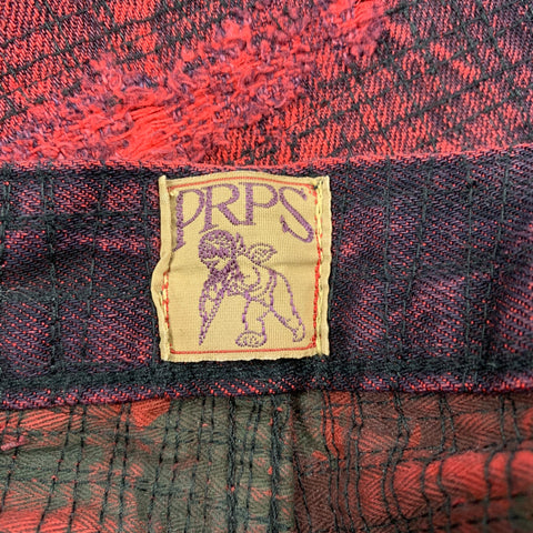 PRPS Size 32 Red & Black Distressed Denim Zip Fly Skinny Jeans