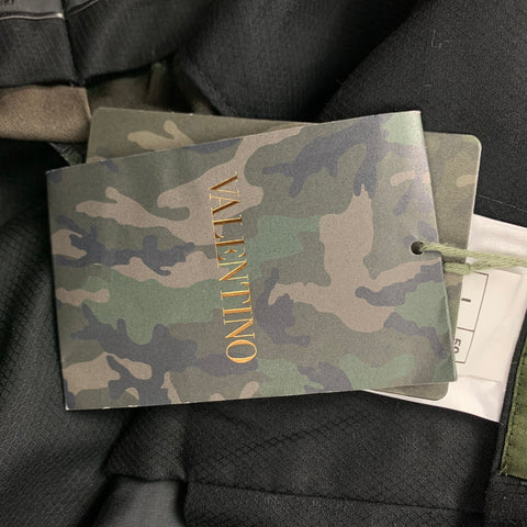 VALENTINO Size 34 Olive Green Camo Virgin Wool Flat Front Casual Pants