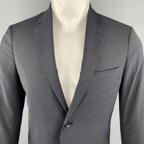 THEORY Wellar Size 38 Regular Grid Navy Wool Sport Coat