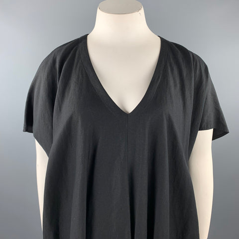 MIZUIRO IND Taille unique Blouse à col en V en lin/rayonne noir