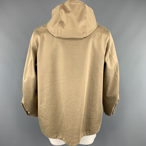 LOUIS VUITTON  Size 46 Khaki Coated Cotton Hooded Damier Lined Parka Coat