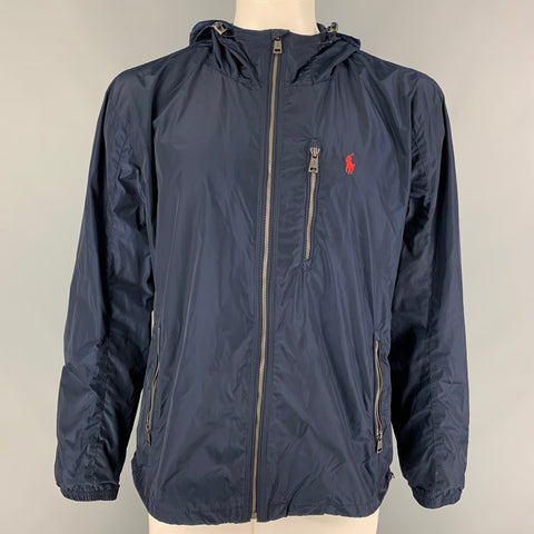 POLO by RALPH LAUREN Chaqueta de nailon con ribete en contraste azul marino talla XL