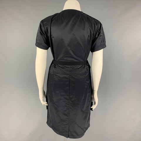Vintage DRIES VAN NOTEN Size 10 Navy Blue Cotton Blend Knee Length Dress