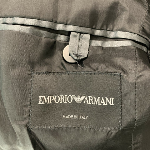 EMPORIO ARMANI Size 36 Black Solid Wool Tuxedo Sport Coat