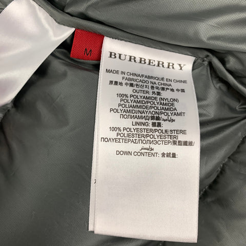 BURBERRY SPORT Size M Off White Black Contrast Trim Hooded Puffer Vest