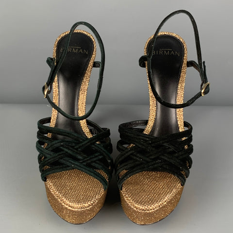 ALEXANDRE BIRMAN Talla 7 Zapatos de tacón Vicky Crystal dorados y negros