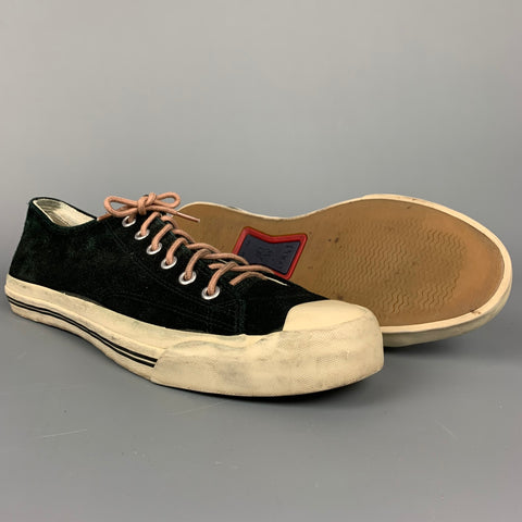 RALPH LAUREN Size 9 Black & Cream Color Block Suede Sneakers